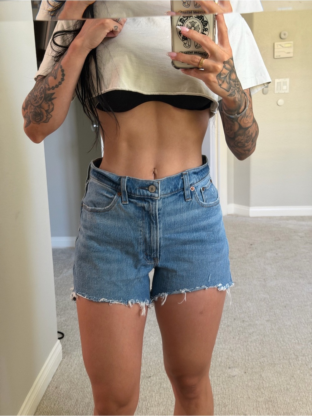 Abercrombie & Fitch Medium Blue Cutoff Denim Shorts